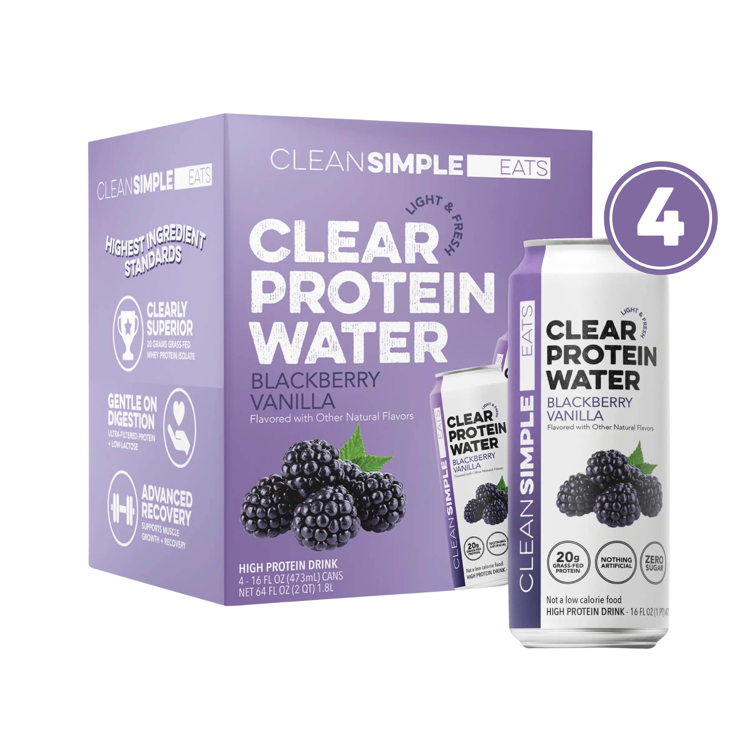 Clear Protein Water: Blackberry Vanilla (16 Oz. | 4 Pack) Clear Protein Water: Blackberry Vanilla (16 Oz. | 4 Pack)