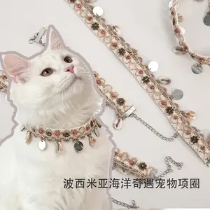 Ins Style Bohemian Ethnic Cat Collar with Breakaway Safety Buckle, Fashion Pet Necklace for Cats