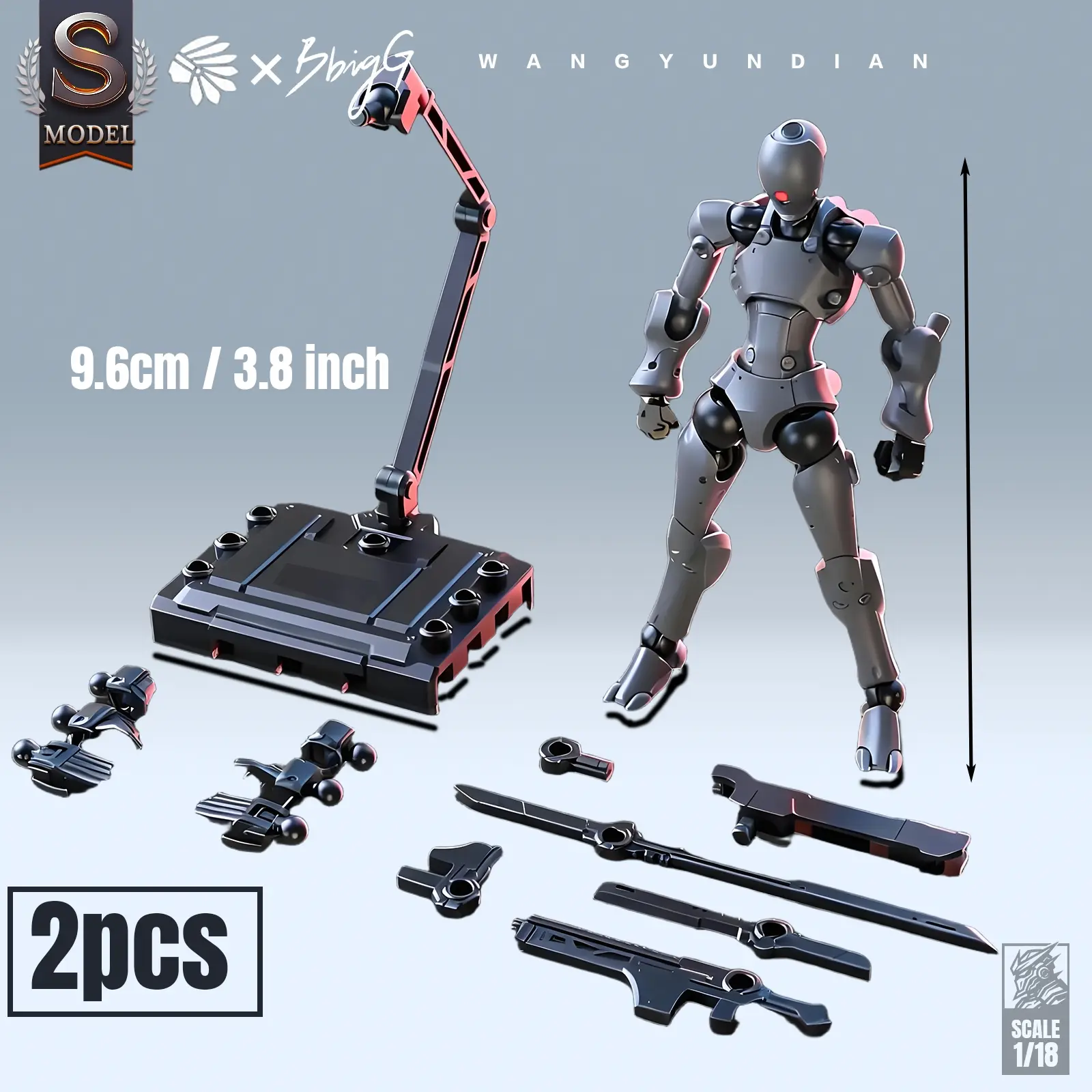 1/18 Scale Super Poseable Robot Body Model Set, 3.75 Inch Sci-Fi 