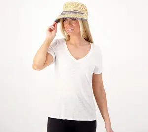 San Diego Hat Co. 4.25" Striped Brim Sun Visor with UPF 50