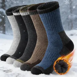 5 pairs of men's socks, hiking socks, soft and warm winter casual crew socks, moisture-wicking, suitable for indoor and outdoor use.