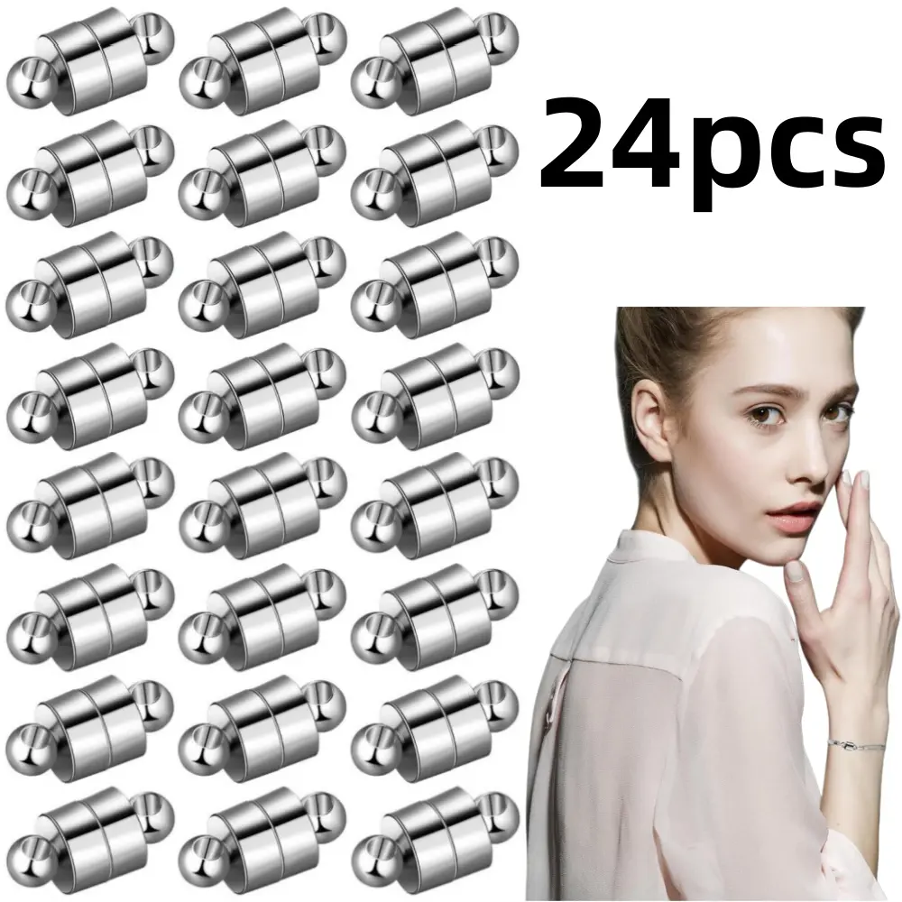 24 pcs Magnetic Necklace Clasp Strong Locking Extenders Necklace Bracelet Converter DIY Jewelry Making Supplies Shortener Bracelet Helper Tool