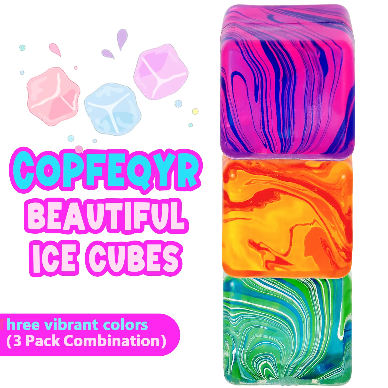 3-Pack Crystal Gel Squishies PINK BLUE PURPLE 2.16in Translucent Sensory Toys Relief Fidget Gift Set Toy Stress Relief Toy-Fun & Relaxing for Kids and Adults