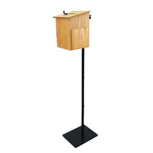 FixtureDisplays® MDF Metal Donation Box Floor Stand Lobby Foyer Tithes & Offering Suggestion Collection Ballot Box 11065+12151-NF
