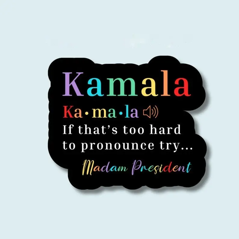 Kamala Harris Black Vinyl Sticker, Rainbow Feminist Decal, Inspirational Quote, President Definition Waterbottle Laptop Kindle Sticker
