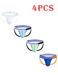 Men's 4-Pack Dual-Waist Bikini Briefs Set - Breathable Mesh Panels, Moisture-Wicking, Quick-Dry, Low-Waist T-Back Double Thongs, Convex Design, Cotton Underwear for Sport, Gym, Summer 2025