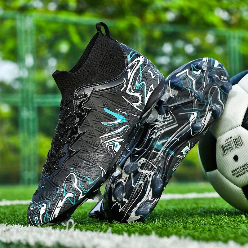 Men's Professional Soccer Cleats - Breathable Football Shoes with Anti-Slip Grip, Turquoise Accent Design - All-Turf Traction for Training, Matches