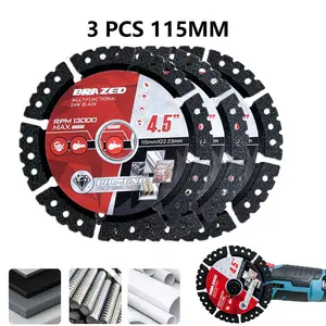 4.5" 3PCS Diamond Tile Cutting Blades - Ultra- Dry Cutting Disc for Ceramic, Marble, Granite, Dry Cut Metal, Tile,  Plastic - Angle Grinder Blades& Durable for Masonry/Construction Power Tool/Alloy/ Cast Iron Super Thin Diamond Glass Cutting Disc