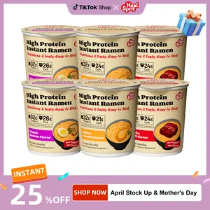 Healspot Instant Ramen Cups Variety Pack, 6 Cups, 32g Plant-Based Protein, Non-Fried, Low Fat, Low Carb, Non-GMO, Golden Umami, Smoky Chili & Classic Ramen