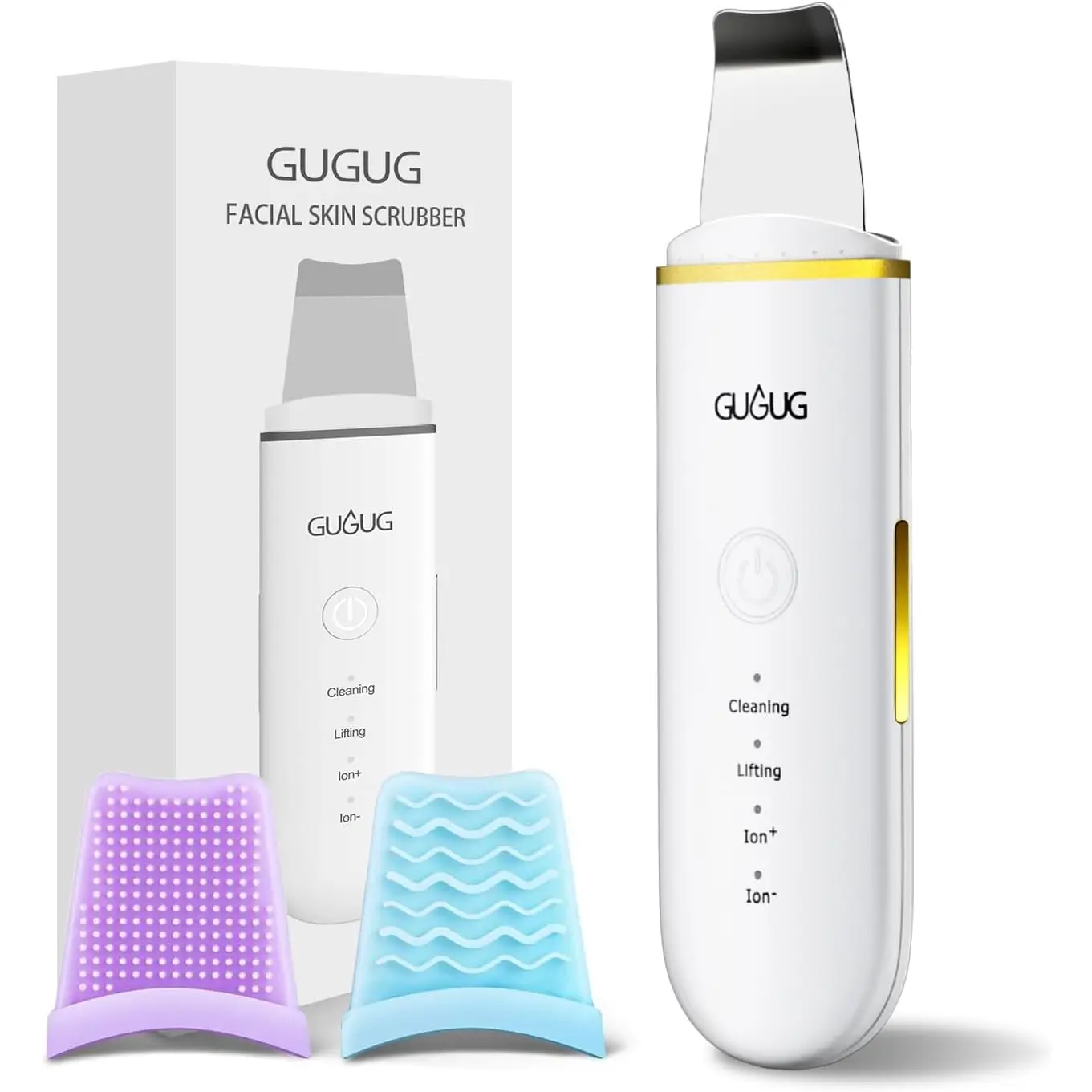GUGUG Skin Scrubber Face Spatula Skin Spatula Pore Cleaner Blackhead Remover Tools for Facial Deep Cleansing-4 Modes -White GUGUG