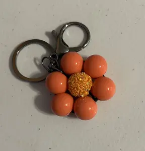 Orange Bling Flower Keyring