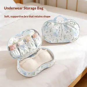 Durable Underwear Storage Bag, Dust-Proof Lingerie Organizer, Cute Travel Intimate Clothing Bag, Floral Pattern, Universal Setting