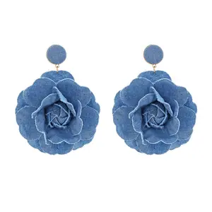 Handmade Flower Drop Earrings Lightweight Rose Long Eardrop Accessory