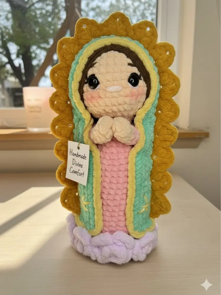 Handmade Our Lady of Guadalupe Crochet Doll | Plush Amigurumi Catholic Home Decor | Faith Inspired Gift for Women & Family