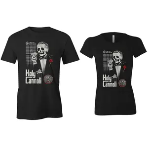 Bones Coffee Company | Holy Cannoli Graphic T-Shirt for Men and Women Black Cotton Blend Tee