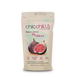 ChicChills Freeze-Dried Fig Slices - 100% Real Turkish Figs, No Sugar Added, Vegan & Gluten-Free, Crispy Healthy Snack for Kids & Adults, 0.7oz Resealable Bag