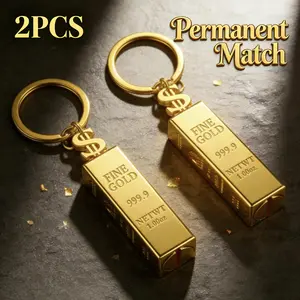 2-Pack Wind-Resistant Permanent Match Lighters, Metal Kerosene Fire Starters with Golden Bar Design, Reusable & Portable Igniters for Camping, Outdoor Survival & Gifts (Fuel Not Included)