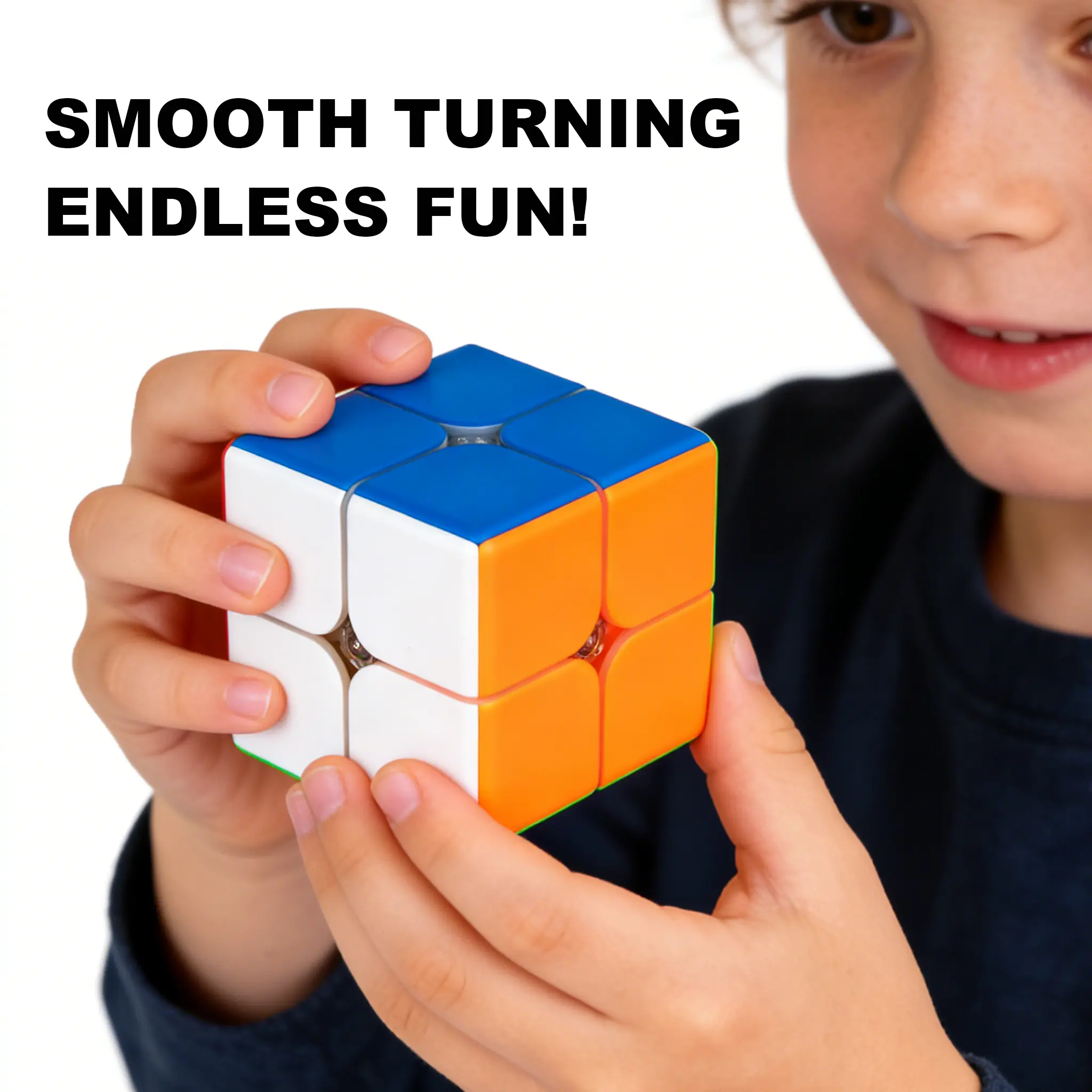 2x2 Magnetic Speed Cube - Strong Magnetic Positioning, Ultra-Smooth Rotation, Anti-Pop Design, Durable Fast-Twist Puzzle Toy for Kids - Relaxing, Concentration-Improving Brain Game