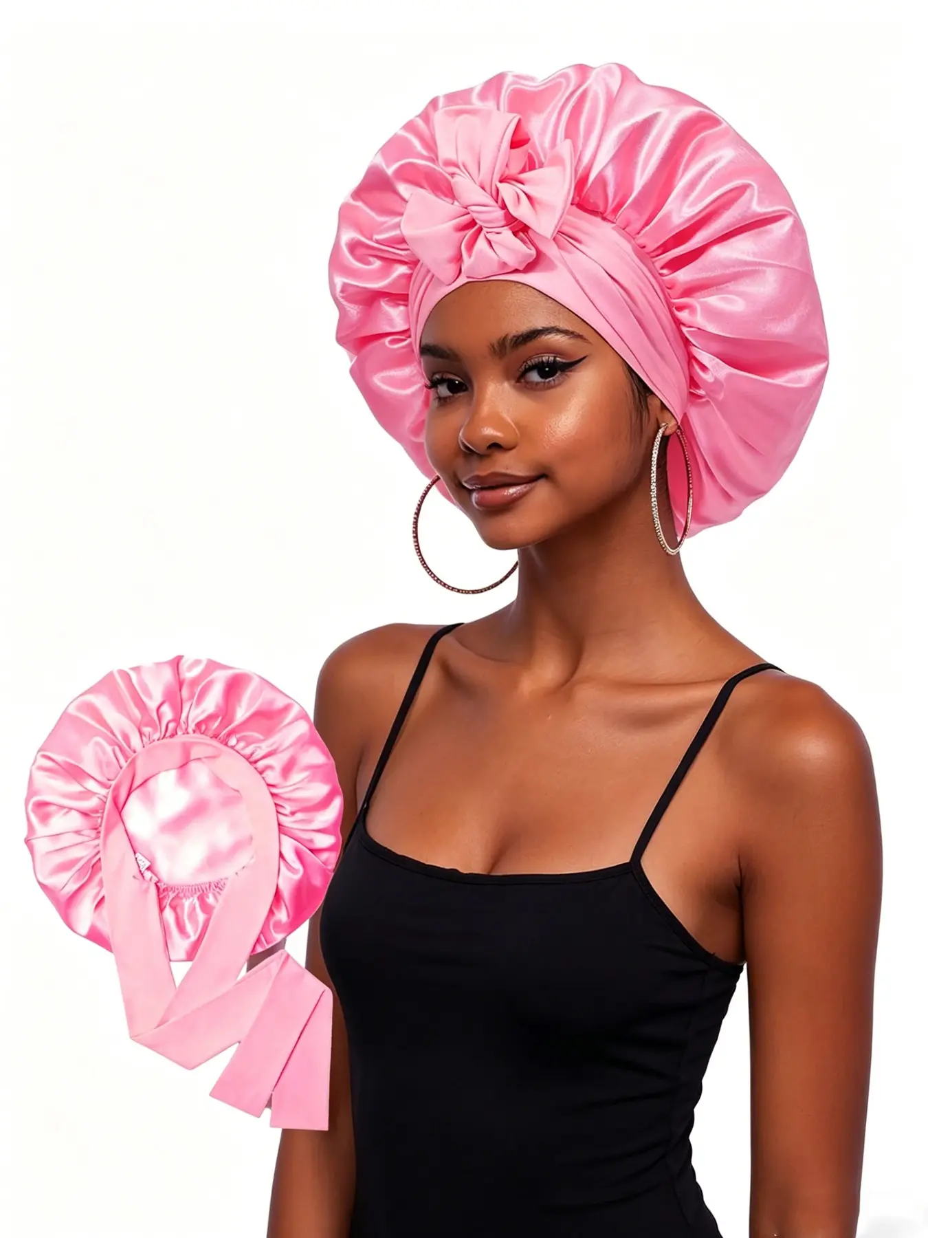 Satin Bonnet for Sleeping - Softer Than Silk Bonnet For Sleeping Women - Secure Fit,Adjustable Elastic Tie Band for Hair Care- Prevents Breakage, Tangles & Thinning Sleep Bonnets Hair Care Cap