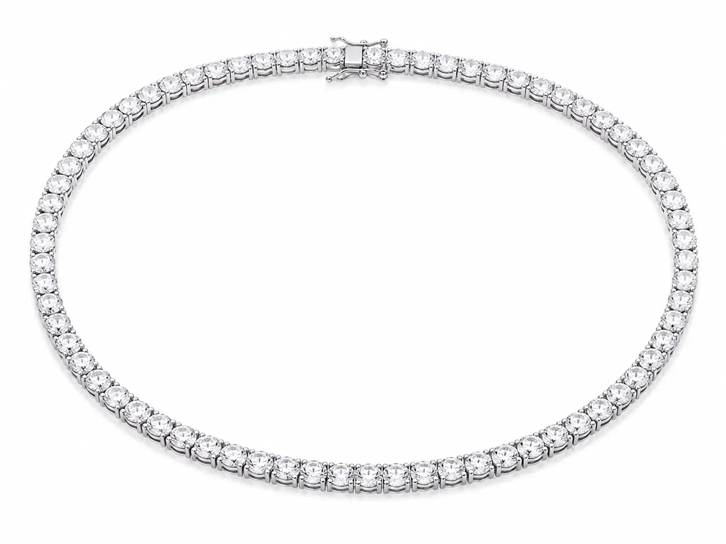 925 Sterling Silver 3mm VVS D Color Moissanite Tennis Necklace, 18" 14.8 CTW Diamond-Look Chain, 19.78g Fine Jewelry Pendant Necklace