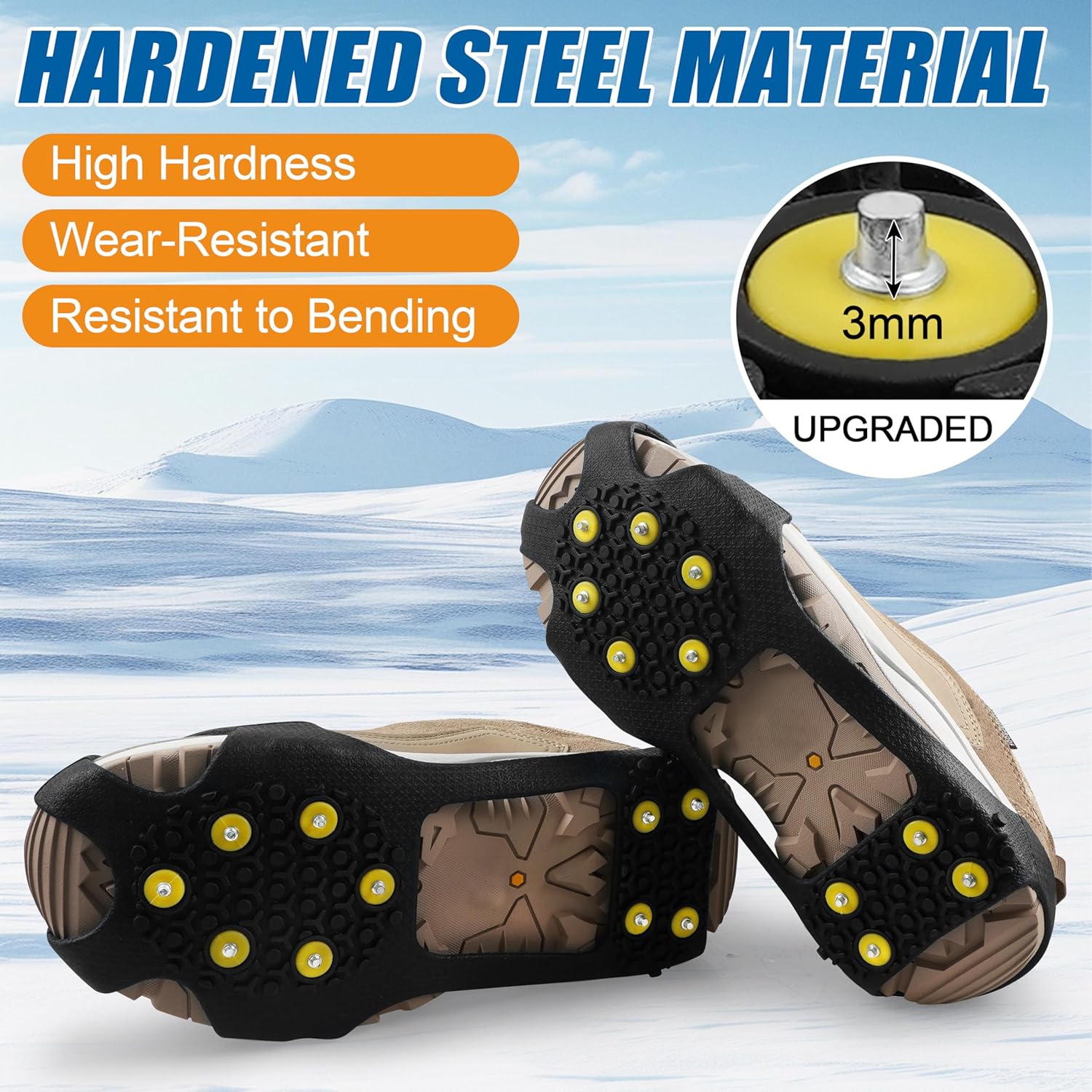 Tankye Ice Crampons Anti-Slip Shoe Covers - Lightweight 10-Tooth Spiked Sole Gadget with Chain Laces, for Winter Hiking, Snowy Terrain Ice Grip Tankye Ice Crampons Anti-Slip Shoe Covers - Lightweight 10-Tooth Spiked Sole Gadget with Chain Laces, for Winter Hiking, Snowy Terrain Ice Grip