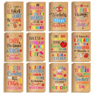 12Pcs Thank You Teacher Gifts, Kraft Paper Mini Notebooks, Colorful Pocket Journals for Students, Teacher Appreciation Week, End of Year Gift, Bulk Party Favors for Classroom, Journal, Thank You Notes