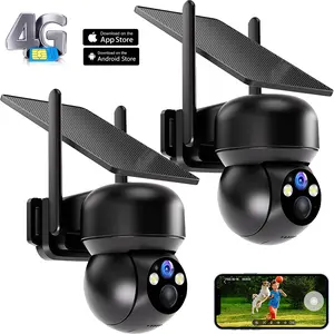 2-Pack 4G LTE Cellular Security Camera with Solar Panels, Home&Outdoor Security Cameras System with 2.7K Color Night Vision, 360° Live Video, PIR Motion Alerts, 2-Way Talk, Remote Access for Farm/Jobiste