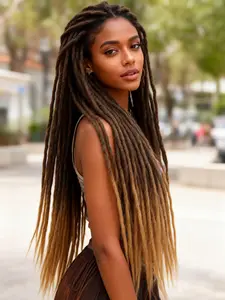 Dreadlock Extensions Braiding Hair 4 Pack(40Strands) Thin 0.6cm Dreadlock Handmade Hip-Hop Style Dreadlocks Extensions 24 Inch Synthetic Heat Resistant Hair Extension