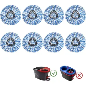 8 Pack Ocedar Mop Heads Replacements Compatible with O-Ceda Easywring Spin Mop-Microfiber Refill Easy Cleaning Mop  Replacement for Home Office Floor Deep Cleaning, Blue