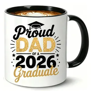 Class of 2026 Graduation Reusable Coffee Cups Proud Dad of a 2026 Graduate, Golden Lettering & Diploma Design Gifts Cup 2026 Year Parents Gift