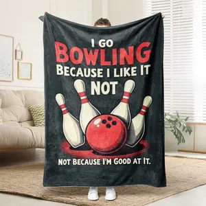 1 Comfortable Bowling Sport Flannel Blanket Soft Printed Cooling All Season Blanket Cozy Blanket Throw Suitable All Year Round 100% Polyester Perfect Gift For Family And Friends