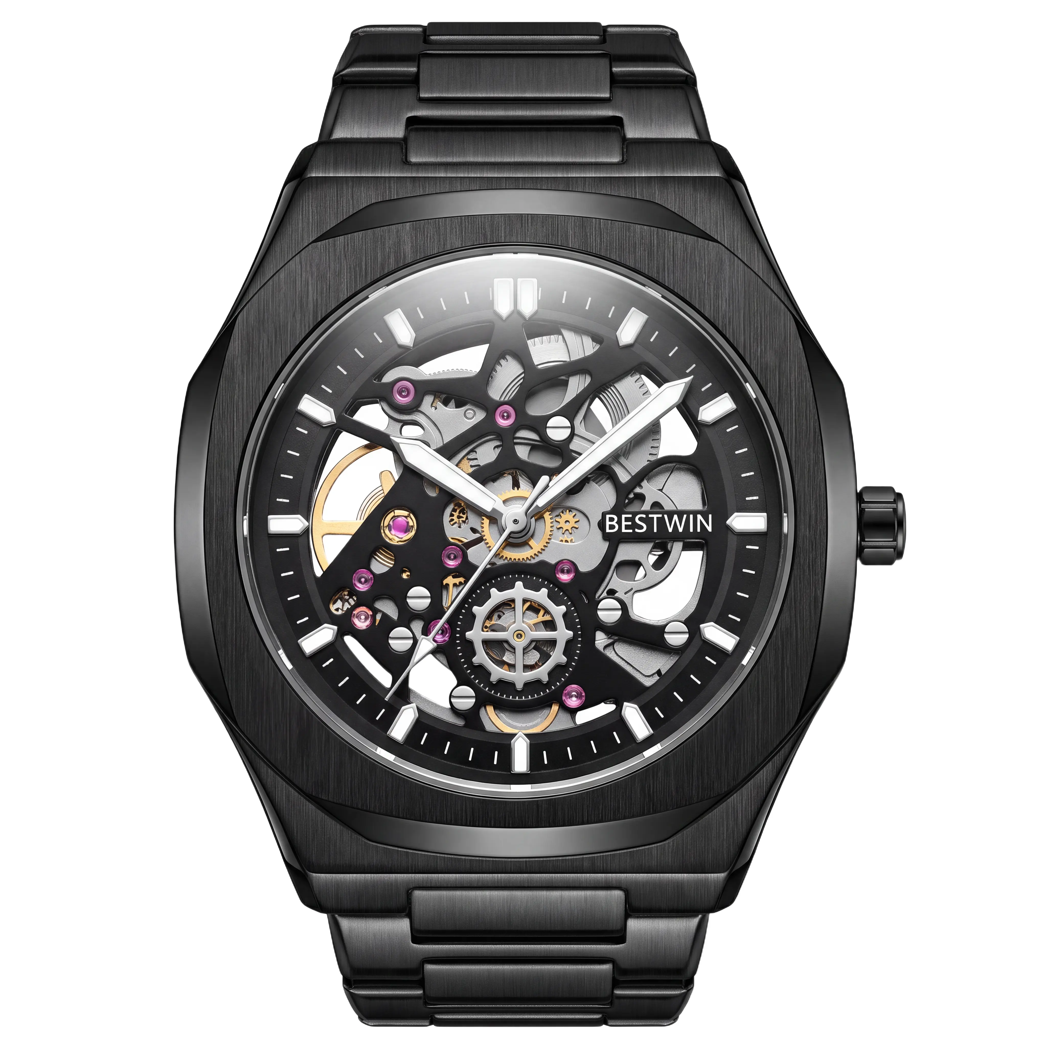【JUN】Men’s Steel Band Fashion Watch, Large Dial and Bold Markings for Travel and Social Events
