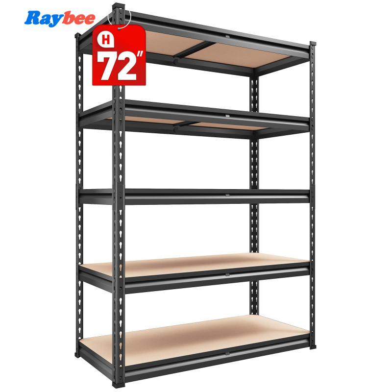 Raybee Garage Shelves 5-Tier Metal Storage Shelving Unit Adjustable Garage Storage Shelf for Craft Warehouse Pantry Basement Durable Steel Stand Organ