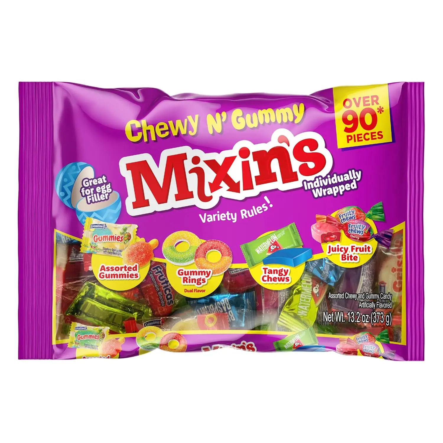 Colombina Mixins Chewy N' Gummy Candy Variety Pack, Individually Wrapped Gummies and Chews, Ideal For Party Favors, 13.2oz (Pack of 1)