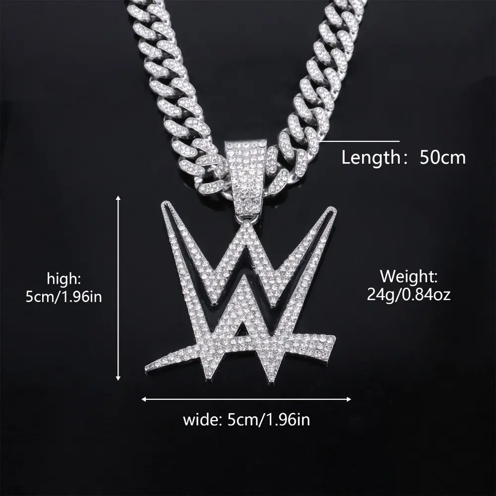 Wrestling Rhinestone Decorated Pendant Necklace, Fashion Necklace, Punk Layered Necklace for Party, Daily Clothing Decor, Trendy All-match & Exquisite Jewelry for Birthday Gift