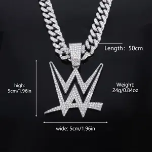 Wrestling Rhinestone Decorated Pendant Necklace, Fashion Necklace, Punk Layered Necklace for Party, Daily Clothing Decor, Trendy All-match & Exquisite Jewelry for Birthday Gift