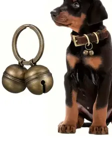1pc Cat and Dog Bell Collar Keychain Accessories - Add Style and Security for Your Pets. Pet Tracker Pendant Bell with Keyring, Anti-loss Training Bell,Extra Loud Dog and Cat Bells Copper Bell Vintage CopperCollar Charms Pendant with Key Ring