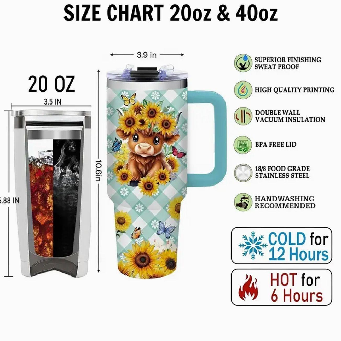 H Potter 20oz - 40oz Tumbler Stainless Steel, Double Wall Insulated, With Handle – Magic Wizard Series Design, Perfect Gift for Fans