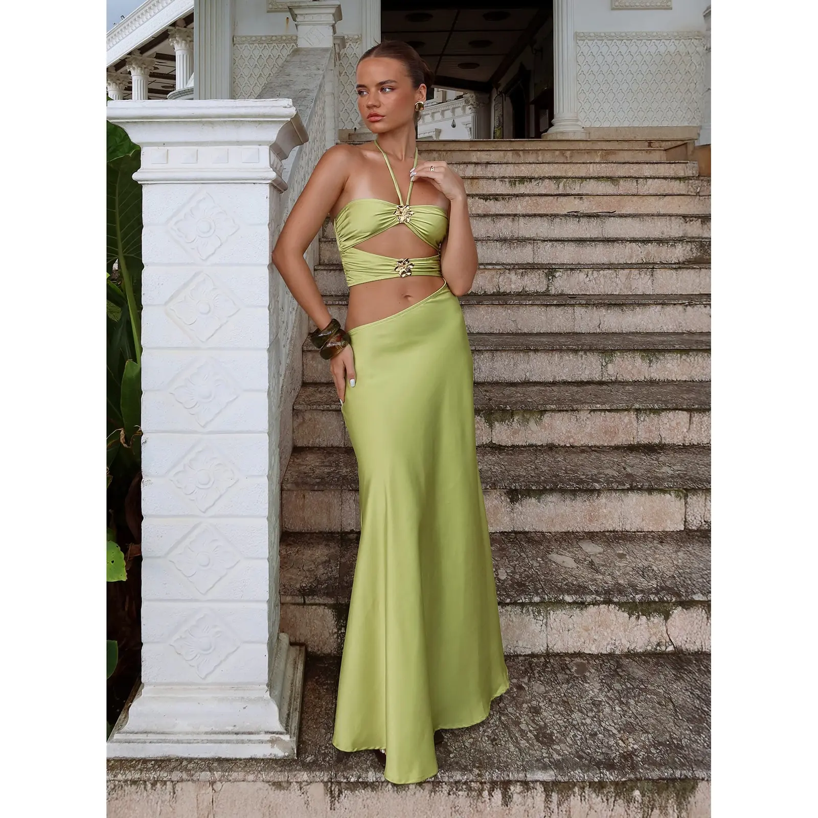 Morissa Halter Cut Out Maxi Dress Green - TikTok Shop Morissa Halter Cut Out Maxi Dress Green - TikTok Shop