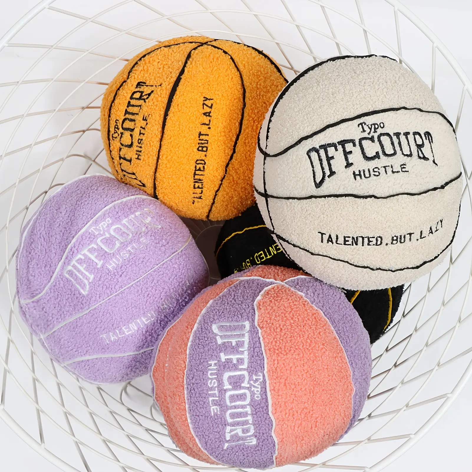 5 Styles Offcourt Basketball Toys Soft Basketball Stuffed Toys Simulation 3D Basketball Ball Cuddly Plush Sports Theme Room Decorations Birthday Gifts New Year Themed Stuffed Animal, Soft Fabric, Cozy Texture, Basketball Pillow, Sports Fans, Gift Shoppers