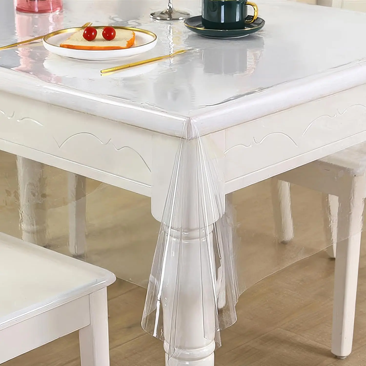 Clear Vinyl Tablecloth Rectangular 60x84 Inch,  Oil-Proof Spill-Proof Transparent Plastic PVC Table Cover,Easy to Clean for Dinner Party