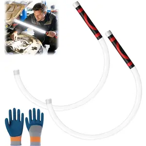 27" Rechargeable High-Lumen Flexible LED Work Light Stick, 3 Brightness Modes, Includes Gloves for Car Repairs, Mechanical Inspection in Tight Spaces