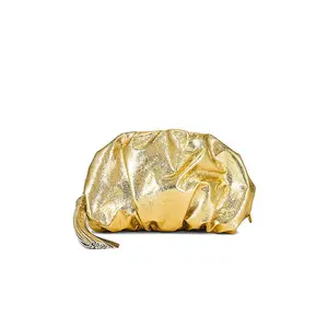 Rebecca Minkoff Ruched Clutch in Solid Gold