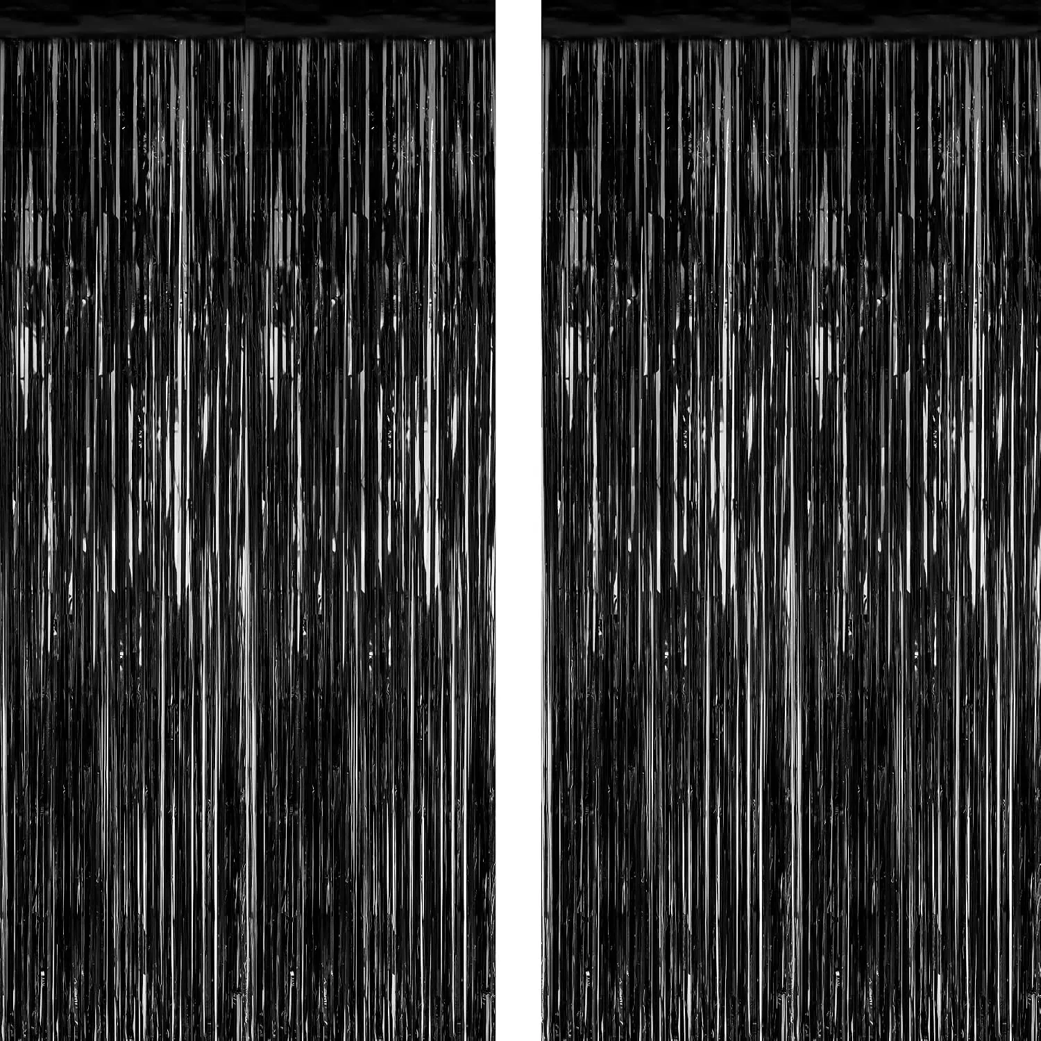 2 Pack Black Foil Curtain Backdrop Birthday Party Decorations