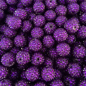 20mm Dark Purple Acrylic Rhinestone Beads - Purple Color