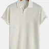 Men's Plain Textured Jacquard Knit Buttons Polo Shirt, Regular Fit Fitted Casual Short Sleeve Top for Summer, Classic Fashion Men's Clothes for Daily Wear, Menswear, Button Down Polo, Knitted Shirt, Buttoned Polo Shirt, Casual Polo Shirts