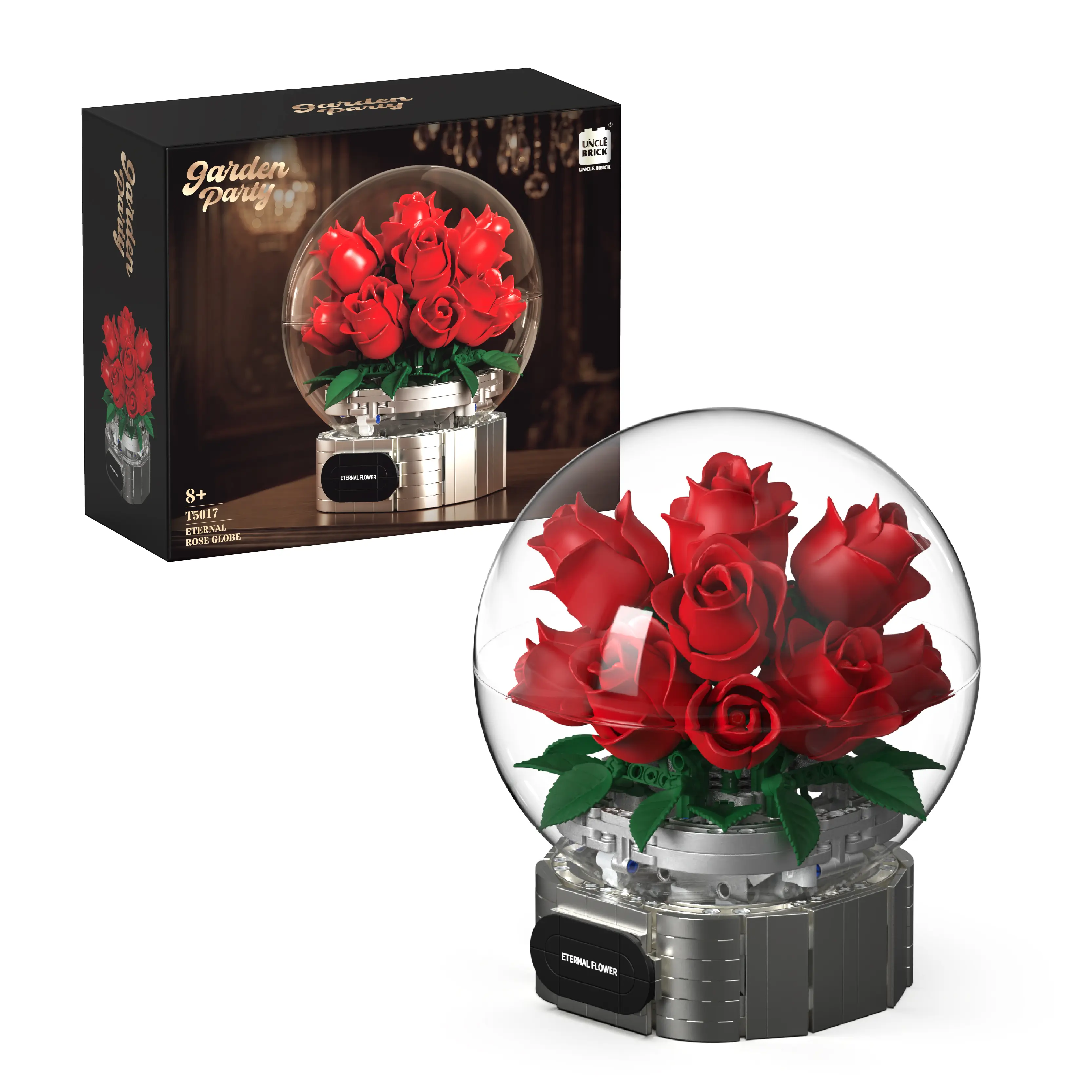 13 Red Roses Building Block Globe | Eternal Love Forever Rose Flower, Romantic Home Decor, Perfect Anniversary & Valentine’s Gift For Her,ValentinesGift
