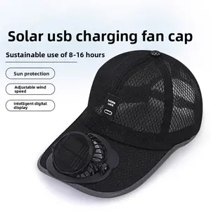 New Summer Solar-Powered Fan Breathable Mesh Cap |     Outdoor leisure sun protection baseball cap |     USB fan cap Full Face Airsoft Helmet with Goggles Leg Compression Sleeve for Sports Warm Knee mirrored black tape protect