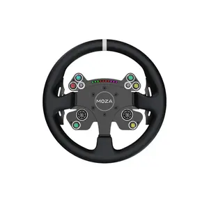 MOZA CS V2P Steering Wheel - Aviation Grade Aluminum Alloy Frame with Carbon Fiber Shifter Paddles & RGB Sequential Lights for Enhanced Racing Experience