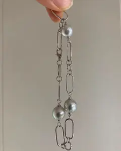 Natural seawater pearls, 9-10mm, multi-colored baroque pearl bracelet, 20cm in length, adjustable